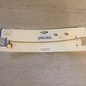 Gemma Simone gold necklace and earring set